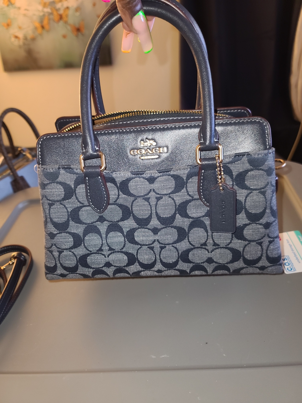 COACH Signature Canvas Satchel in Black/Gray